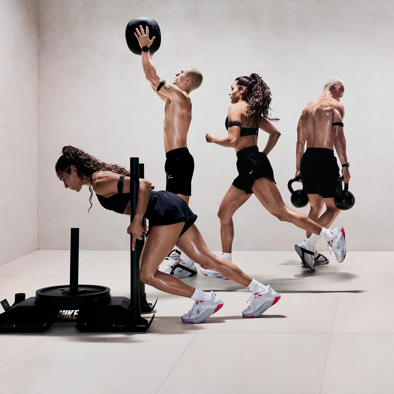 Athletes training together during a Never Miss a Monday workout